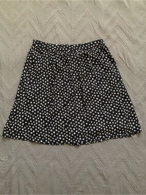 J. Crew Navy Blue Skater Skirt with White Floral Print